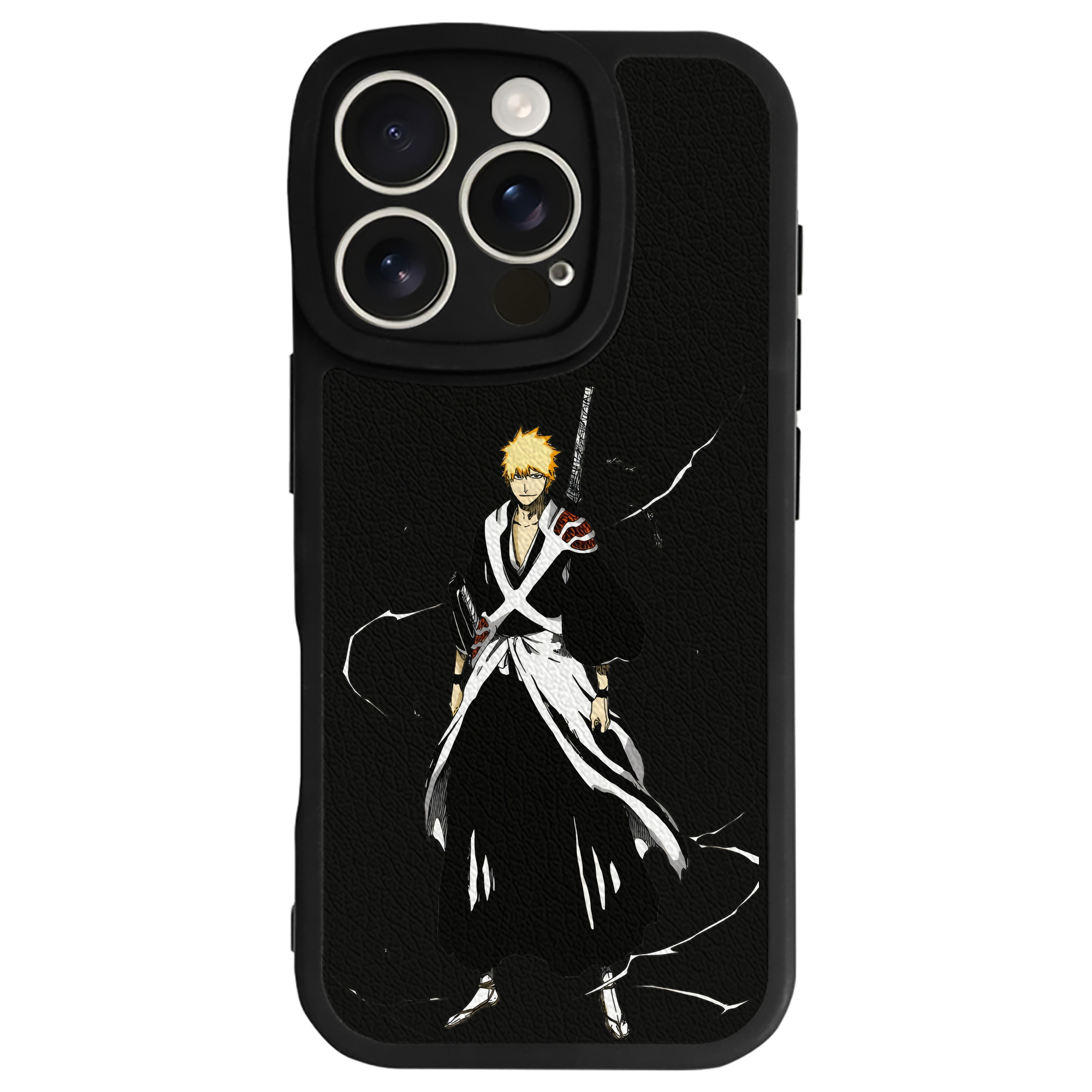（画像用） ブリーチ 黒崎一護（くろさき いちご）BLEACH Kurosaki Ichigo 【iPhone 16シリーズ対応】シリコンスマホケース（レザー調） 材質：シリコン